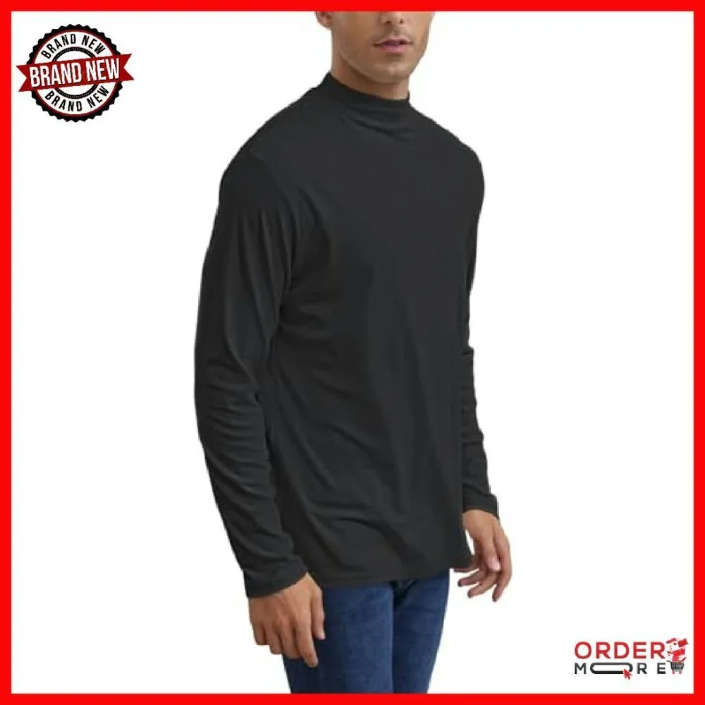 Men's Long Sleeve Mock Turtleneck Thermal Top Stretchy Slim Fit